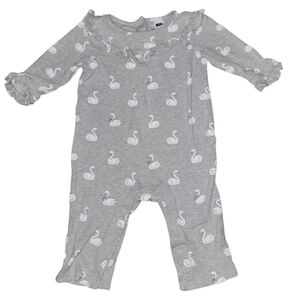Janie and Jack Gray Swan Print Footie